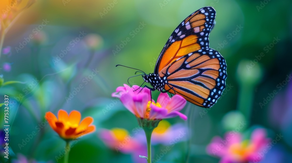 Butterfly Resting on Flower Petals Butterfly Resting on Flower Petals