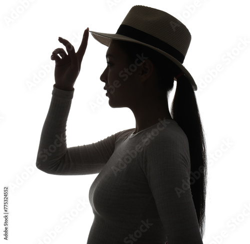 Silhouette of young Asian w...