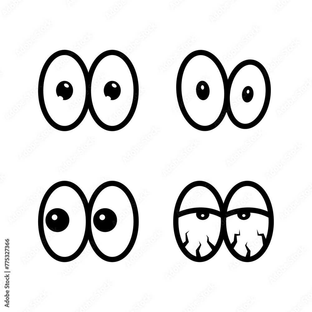 Cartoon Eyes Vector Set Drawing Expressions Stock Vector Adobe Stock