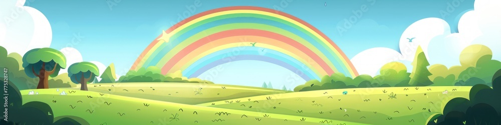 Obraz premium rainbow landscape cartoon.