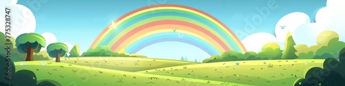 rainbow landscape cartoon.