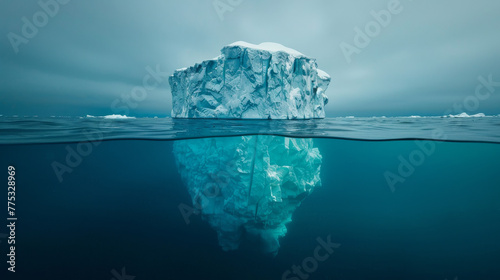 Underwater View of Iceberg Above and Below Sea Level