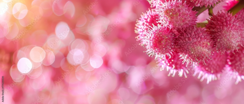 A close-up of a pink flower with a blurred boke of light in the background A close-up of a pink flower with a blurred boke of light in the background