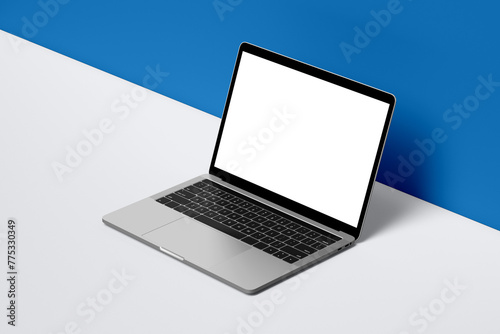 Laptop with blank screen mockup