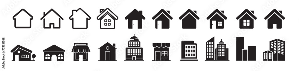 Building icons.Building icon vector set. Apartment Illustration sign collection. Skyscraper symbol Building icons.Building icon vector set. Apartment Illustration sign collection. Skyscraper symbol