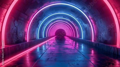 Futuristic Portal Tunnel Neon Lights
