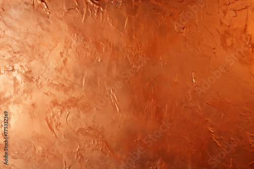 Bronze foil texture abstract background. Textured copper metallic surface backdrop with light reflection. 