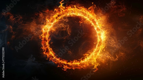 Ring of Fire and Flame on Dark Background
