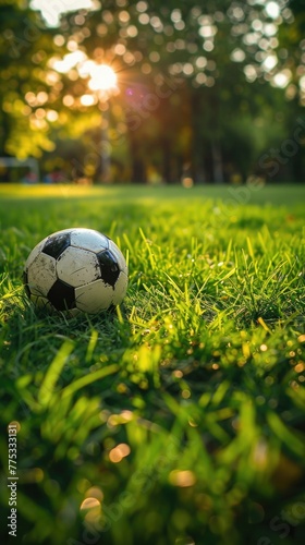 soccer ball on the grass  vertical