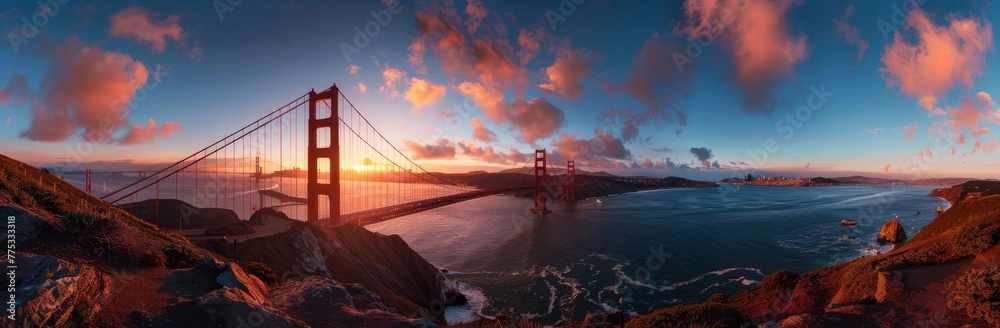 Fototapeta premium big long beautiful bridge over the river