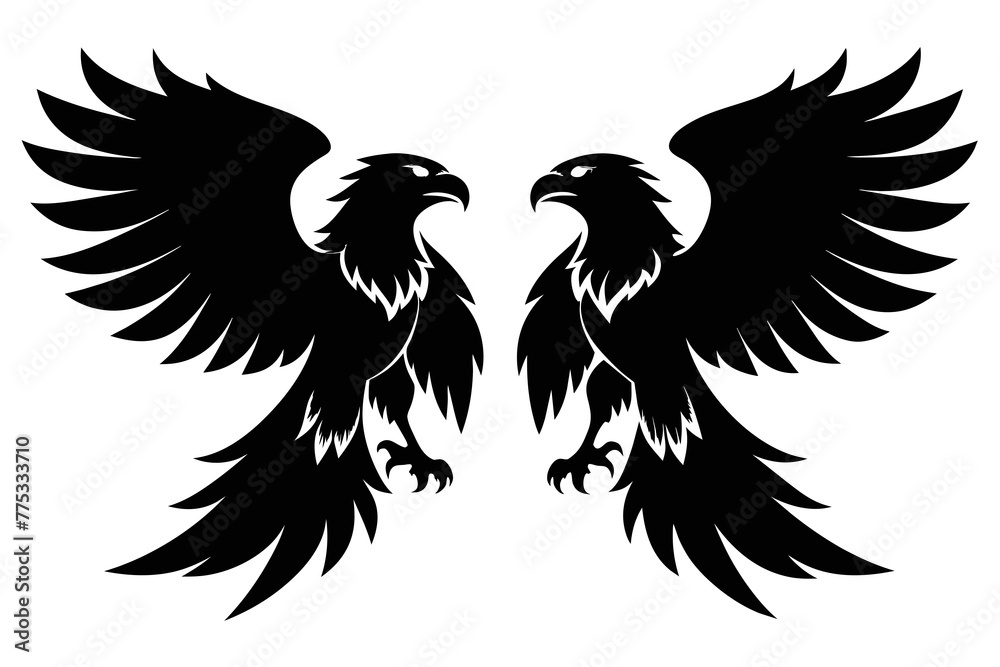 Obraz premium silhouette image,Eagle bird,vector illustration,white background