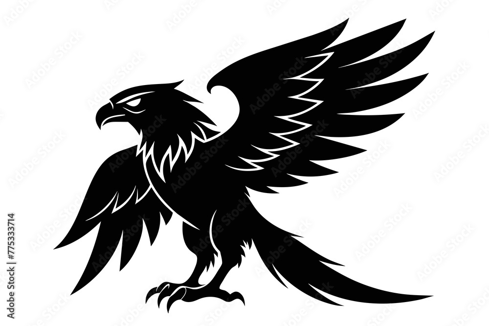 Obraz premium silhouette image,Eagle bird,vector illustration,white background