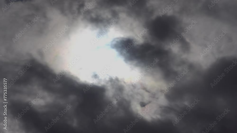 Vue en accéléré sur le soleil et ciel très nuageux 