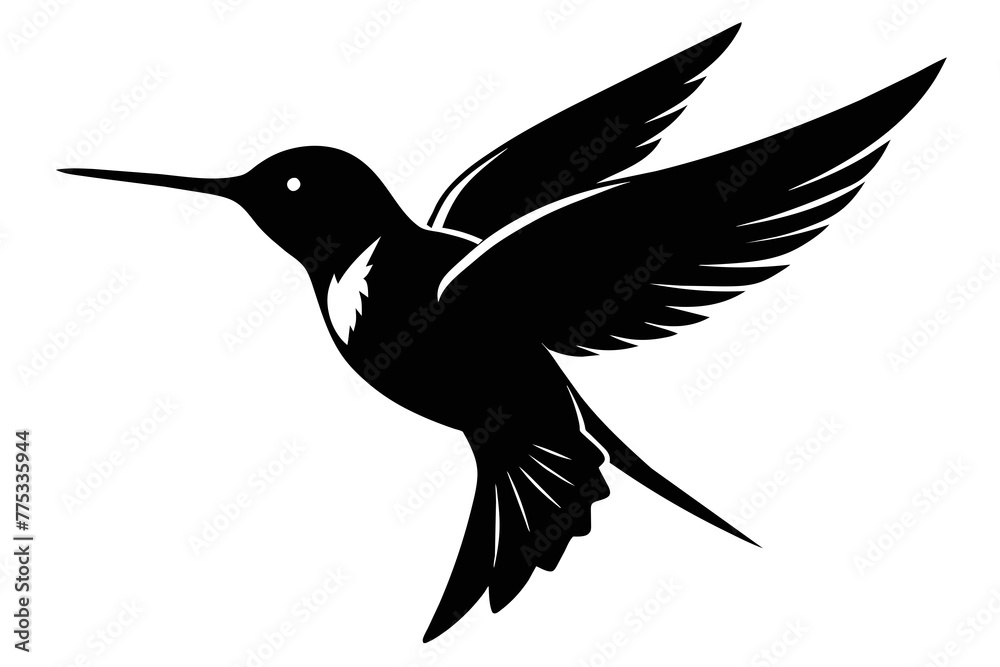 Obraz premium silhouette image,Hummingbird bird,vector illustration,white background 