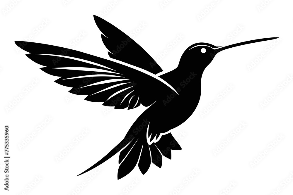 Fototapeta premium silhouette image,Hummingbird bird,vector illustration,white background 