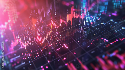An abstract background featuring a stock market and trading graph with candlestick chart, suitable for conveying financial investment concepts and business ideas. Generative ai.