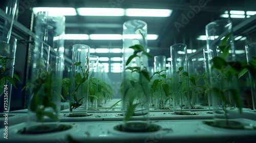 An experimental laboratory where new varieties of plants are bred in the biotechnological process.