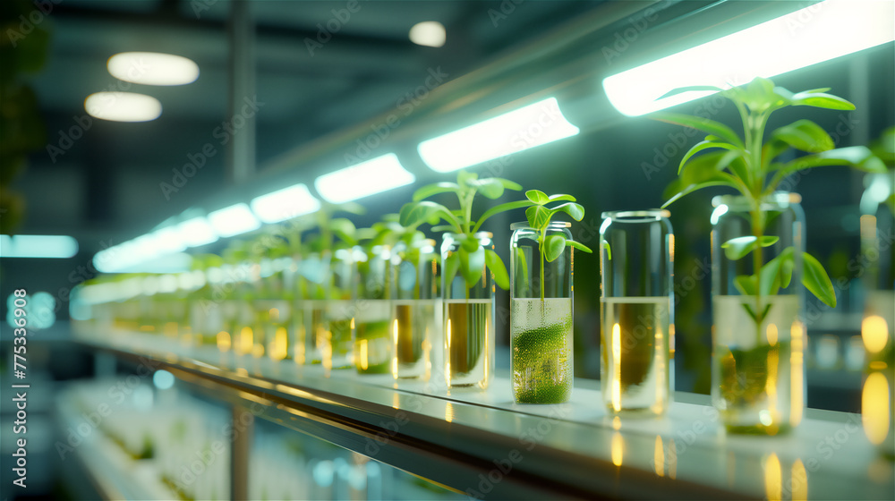 An experimental laboratory where new varieties of plants are bred in the biotechnological process.