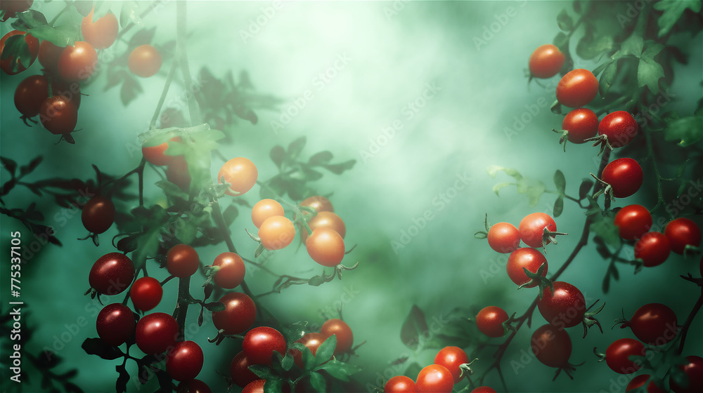 Branches of small cherry tomatoes.