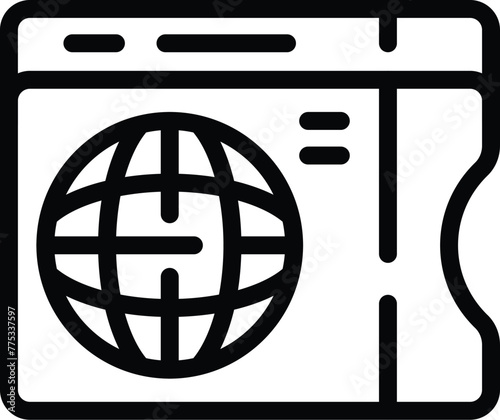 International ticket icon outline vector. Travel passenger receipt. Transport access checkout