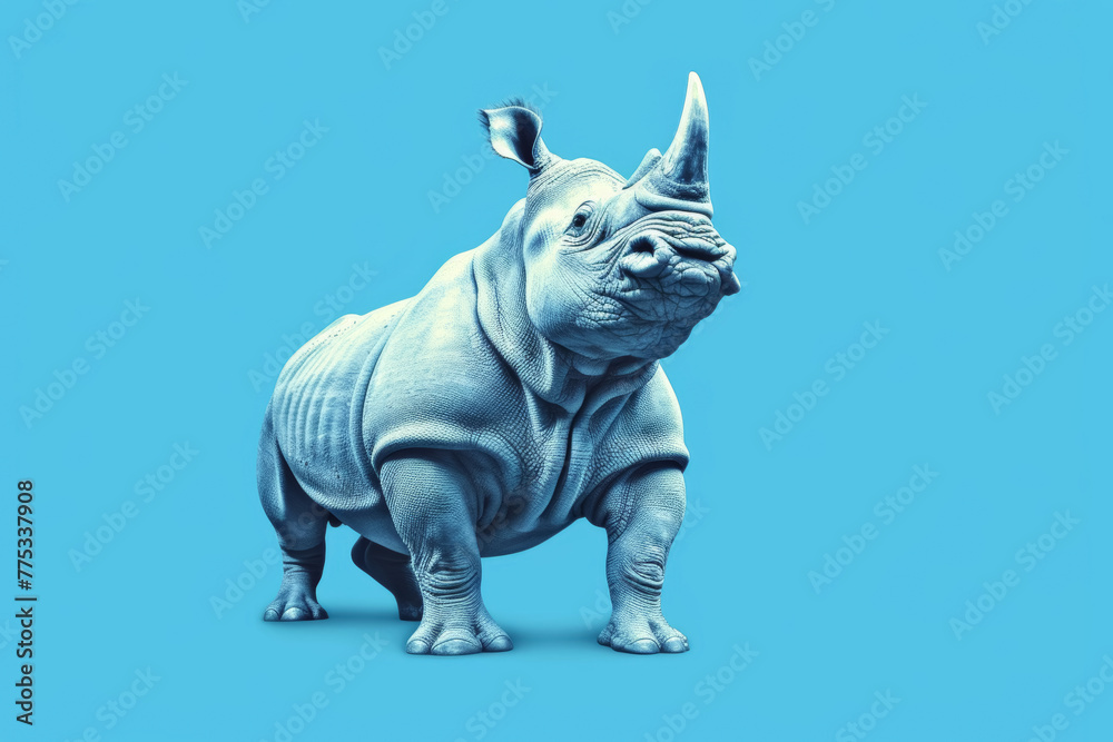 Obraz premium Power Stance Rhinoceros Illustration