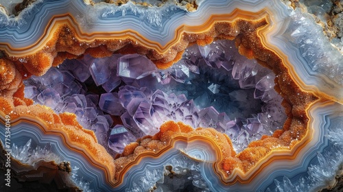 Close up of a cross section of a geode, crystal interior for hidden financial potential.