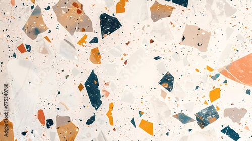 Terrazzo background. White background with abstract stones pastel stones.