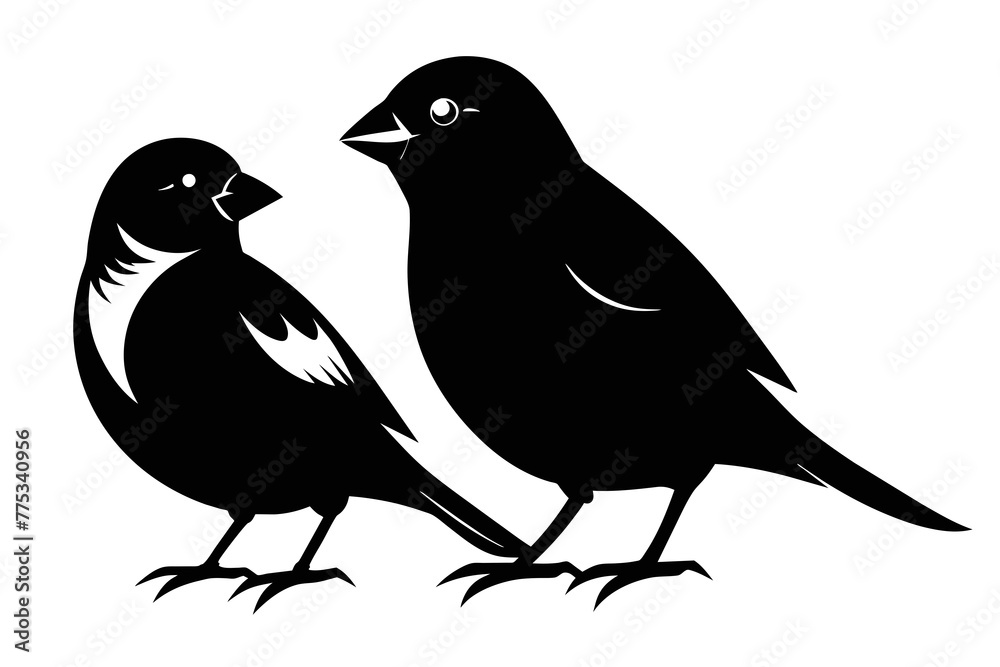 Fototapeta premium silhouette image,Sparrow bird,vector illustration,white background 