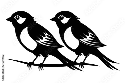  silhouette image Sparrow bird vector illustration white background 