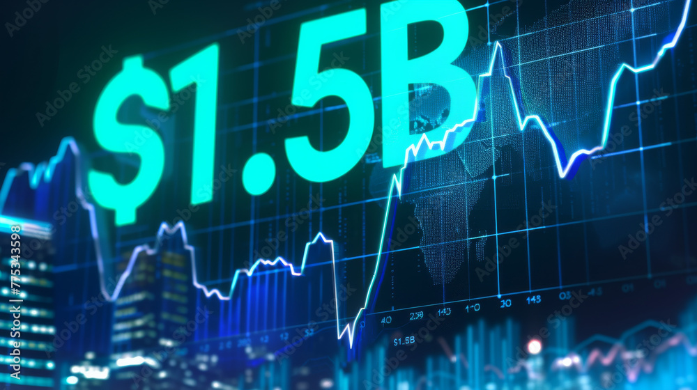 stock market digital grid of 1.5B