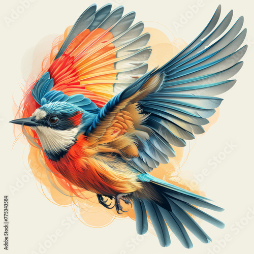 Unique Bird Illustrations with Wings Spread