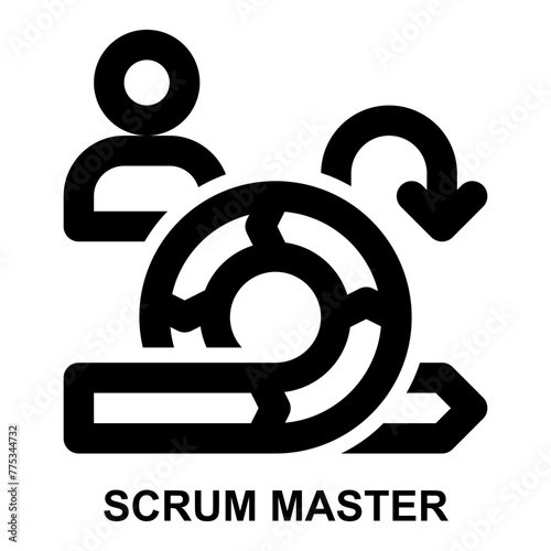 scrum master, agile, scrum, manager, leader, project manager, master expanded agile outline icon for web mobile app presentation printing