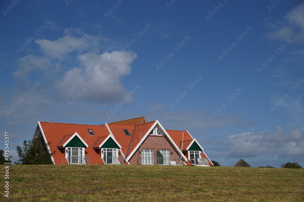 Dorf Insel Backstein Haus Baltrum Nordsee Deutschland

