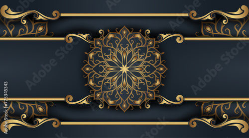 gray background, with gold mandala ornaments