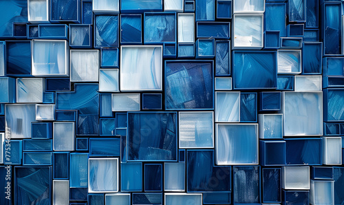 Dark blue white pattern. Chaotic. Geometric shape background for design AI-generated Image