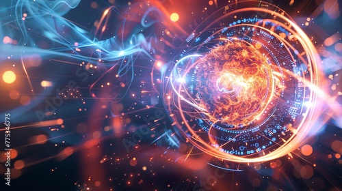 Explore the fundamental forces and particles of the universe, including electromagnetism, gravity, and the standard model of particle physics.  photo