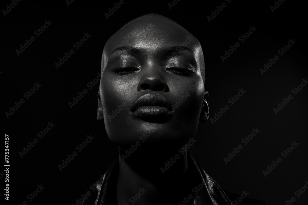Beauty portrait of an African woman, black woman, Beautiful black woman. Cosmetics, makeup and fashion, model, beautiful black woman