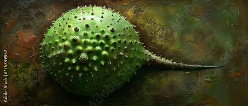   A cactus painting with spiked head and long  pointed  spikes