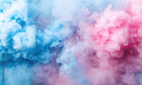 Gender reveal party-themed background, blue and pink smoke