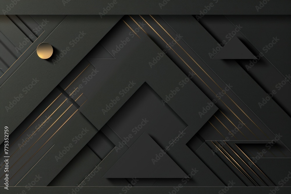Luxury black background with diagonal stripes, geometric shapes and golden lines. Futuristic technology style. Minimal design. 3d effect. Luxury black background with diagonal stripes, geometric shapes and golden lines. Futuristic technology style. Minimal design. 3d effect.