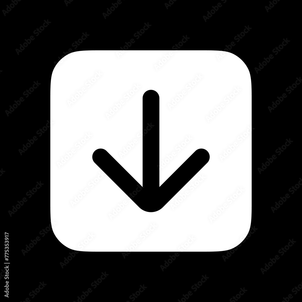 Vector single arrow chevron down icon. Black, white background. Perfect for app and web interfaces, infographics, presentations, marketing, etc. Vector single arrow chevron down icon. Black, white background. Perfect for app and web interfaces, infographics, presentations, marketing, etc.