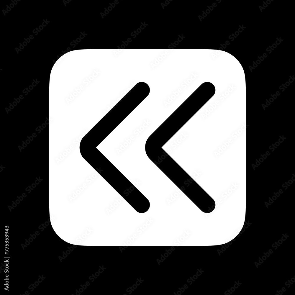 Vector double arrow chevron left icon. Black, white background. Perfect for app and web interfaces, infographics, presentations, marketing, etc. Vector double arrow chevron left icon. Black, white background. Perfect for app and web interfaces, infographics, presentations, marketing, etc.