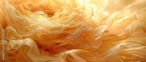   A yellow flower in focus with out-of-focus petals blowing in the wind