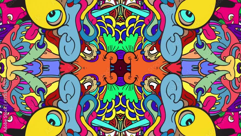 Abstract colorful psychedelic video for summer music festival