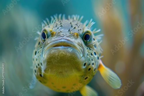Puffer Fish Portrait, Ocean's Quirky Inhabitant