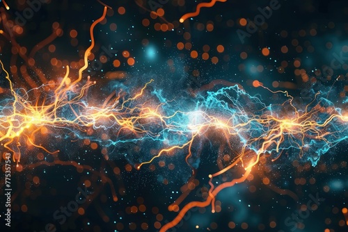 Representation of the digital lightning network of the bitcoin blockchain technology photo