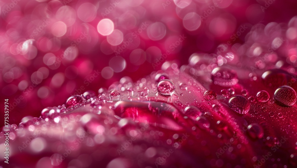 Fototapeta water drops on pink petals