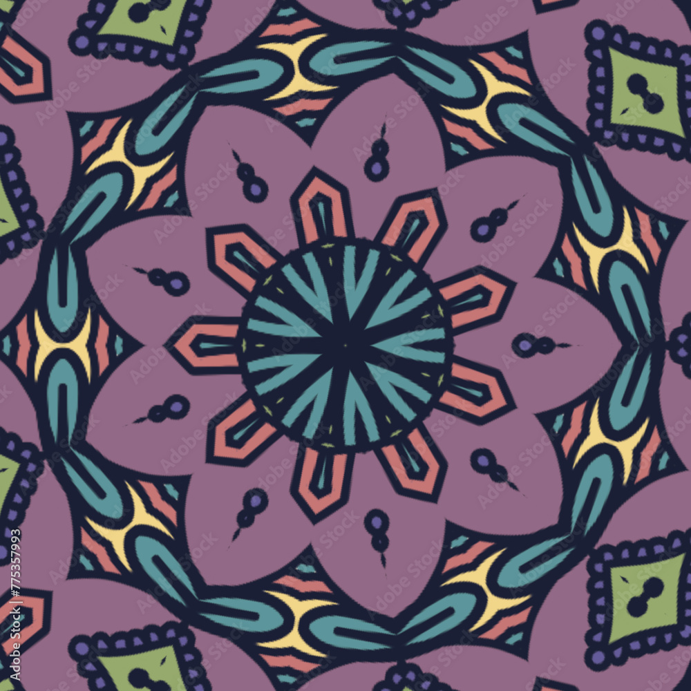 Fototapeta premium Patrón sin costuras mandalas abstractos colores - estampas - fondos - formas