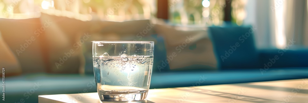 Glass of fresh clean water on table. Glass of fresh clean water on table.