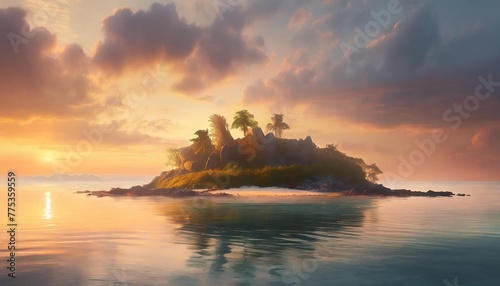 lost fantasy island breathtaking nature created with generative ai